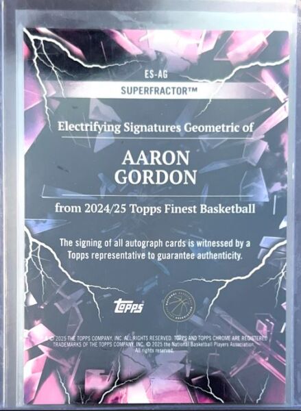 2024-25 TOPPS FINEST BASKETBALL – AARON GORDON FINEST AUTOGRAPHS SUPERFRACTOR 1/1 SIGNED CARD