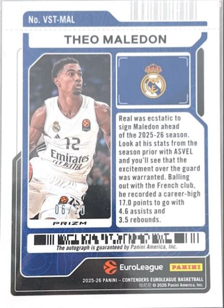 THEO MALEDON PANINI CONTENDERS SIGNED CARD
