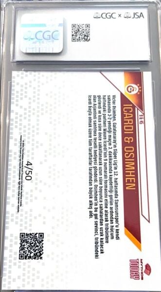 MYTHOS TODAY GALATASARAY – VICTOR OSIMHEN & MAURO ICARDI DOUBLE SIGNED CGC X JSA 10 FOOTBALL CARD
