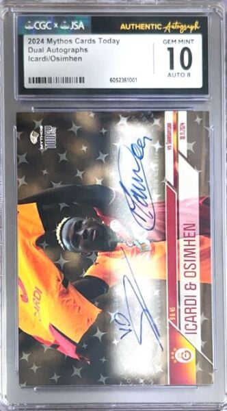 MYTHOS TODAY GALATASARAY – VICTOR OSIMHEN & MAURO ICARDI DOUBLE SIGNED CGC X JSA 10 FOOTBALL CARD