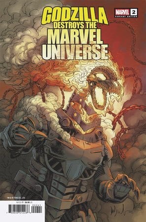 GODZILLA DESTROYS THE MARVEL UNIVERSE #2 DAVE WACHTER MARVELIZED MECHA-GHOST RIDERZILLA VARIANT