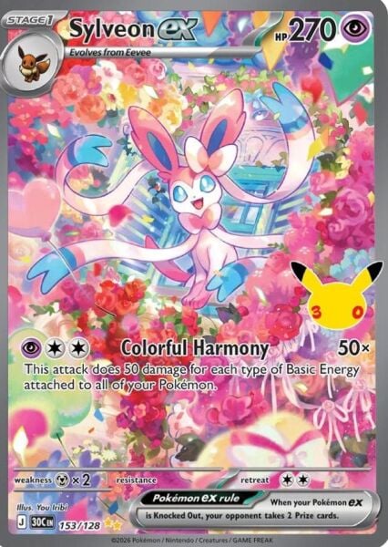 Sylveon Ex #153 Pokemon 30th Celebration - NM