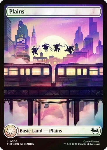 Plains (#305) Teenage Mutant Ninja Turtles Surge Foil Full Art #305 Magic: The Gathering
