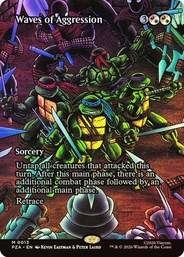 Waves of Aggression Teenage Mutant Ninja Turtles Source Material Foil Borderless #013 Magic: The Gathering