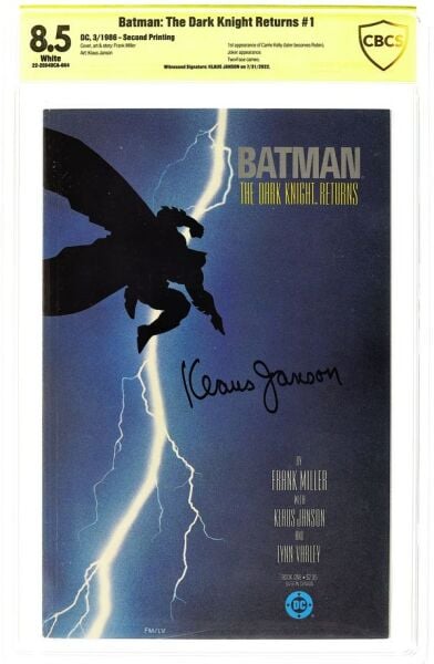 BATMAN THE DARK KNIGHT RETURNS #1 2ND PRINTING CBCS 8.5 WITNESSED SIGNATURE SERIES KLAUS JANSON