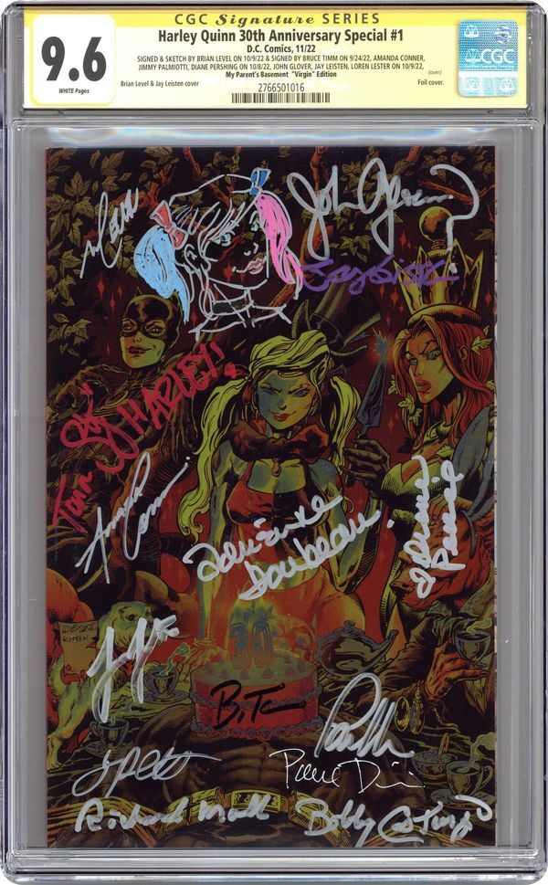 HARLEY QUINN 30TH ANNIVERSARY SPECIAL PARENTS EXCLUSIVE VARIANT CGC 9.6 SS 15X SIGNED AND SKETCHED BRIAN LEVEL