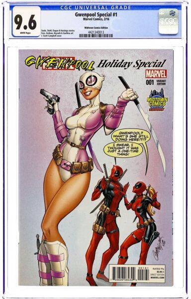 GWENPOOL SPECIAL #1 MIDTOWN COMICS EXCLUSIVE COVER CGC 9.6 J. SCOTT CAMPBELL VARIANT