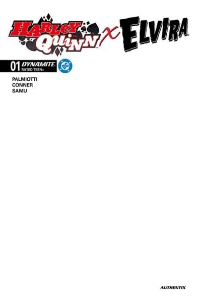 HARLEY QUINN X ELVIRA #1 CVR J BLANK AUTHENTIX VAR