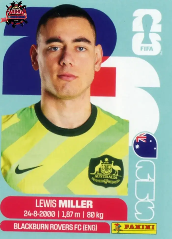 PANINI FIFA WORLD CUP 2026 AUS 9 LEWIS MILLER STICKER