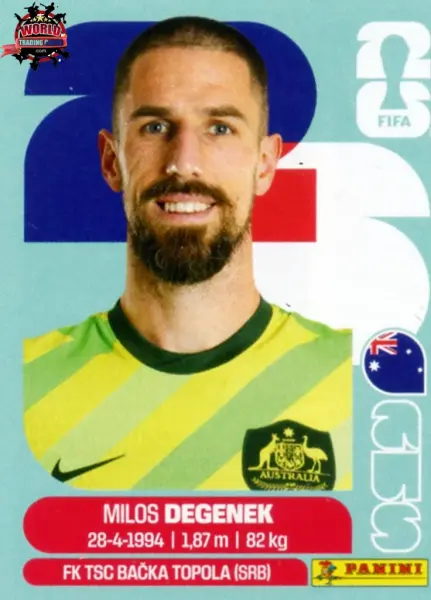 PANINI FIFA WORLD CUP 2026 AUS 10 MILOS DEGENEK STICKER
