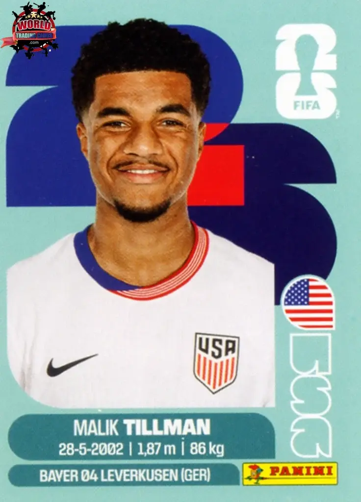 PANINI FIFA WORLD CUP 2026 USA 15 MALIK TILLMAN STICKER