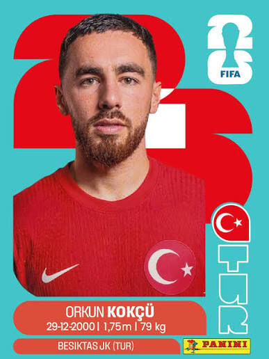 PANINI FIFA WORLD CUP 2026 TUR 12 ORKUN KÖKÇÜ STICKER