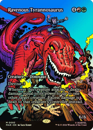 MTG MARVEL SUPERHEROES - RAVENOUS TYRANNOSAURUS BORDERLESS FOIL #093