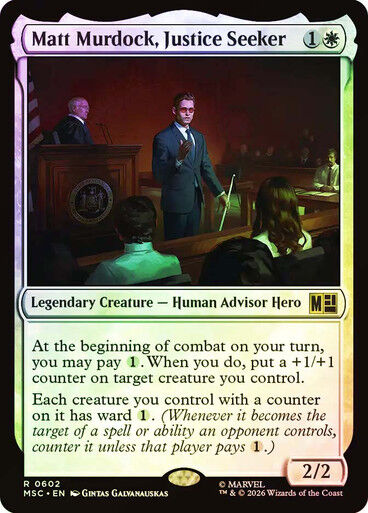 MTG MARVEL SUPERHEROES - MATT MURDOCK, JUSTICE SEEKER, COMMANDER, FOIL #602