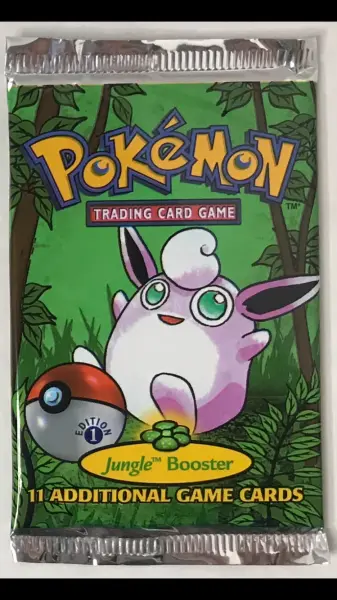 POKEMON TCG: POKEMON BASE JUNGLE SET FIRST EDITION BOOSTER PACK / WIGGLYTUFF ARTWORK / UNWEIGHTED
