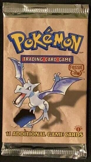 POKEMON TCG: POKEMON BASE FOSSIL FIRST EDITION BOOSTER PACK / AERODACTYL ARTWORK / UNWEIGHTED