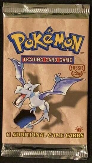 POKEMON TCG: POKEMON BASE FOSSIL FIRST EDITION BOOSTER PACK / AERODACTYL ARTWORK / UNWEIGHTED