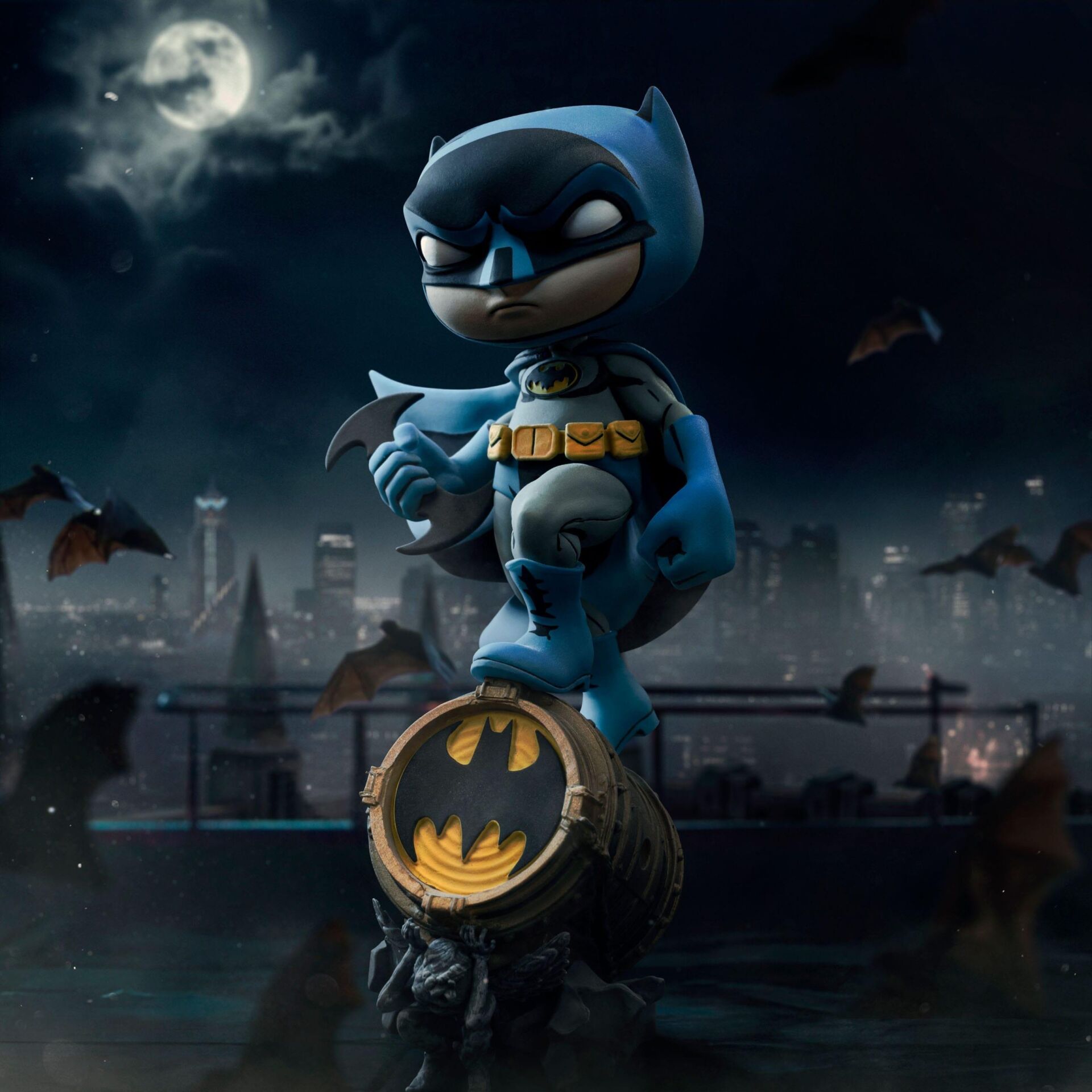 BATMAN ON BAT-SIGNAL (BLUE VARIANT) MINI CO. FIGURE - PRE/ORDER