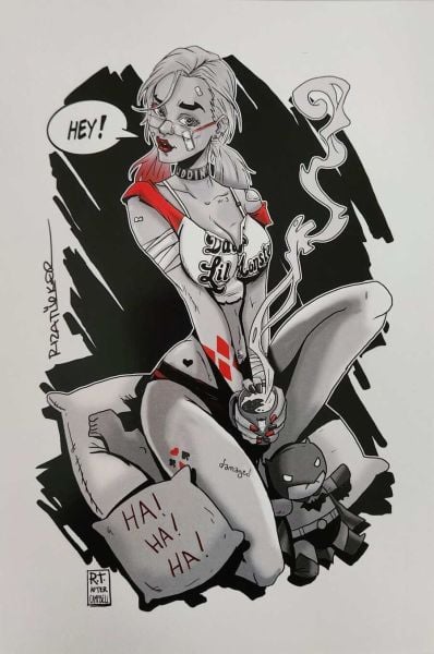 RIZA TÜRKER İMZALI J.S. CAMPBELL HOMAGE HARLEY QUINN ART PRINT VARIANT OPTIONS VARIANT B