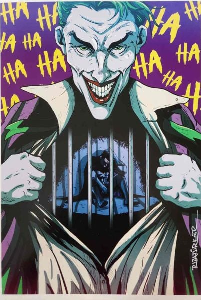 RIZA TÜRKER İMZALI BATMAN & JOKER ''CAGED'' ART PRINT
