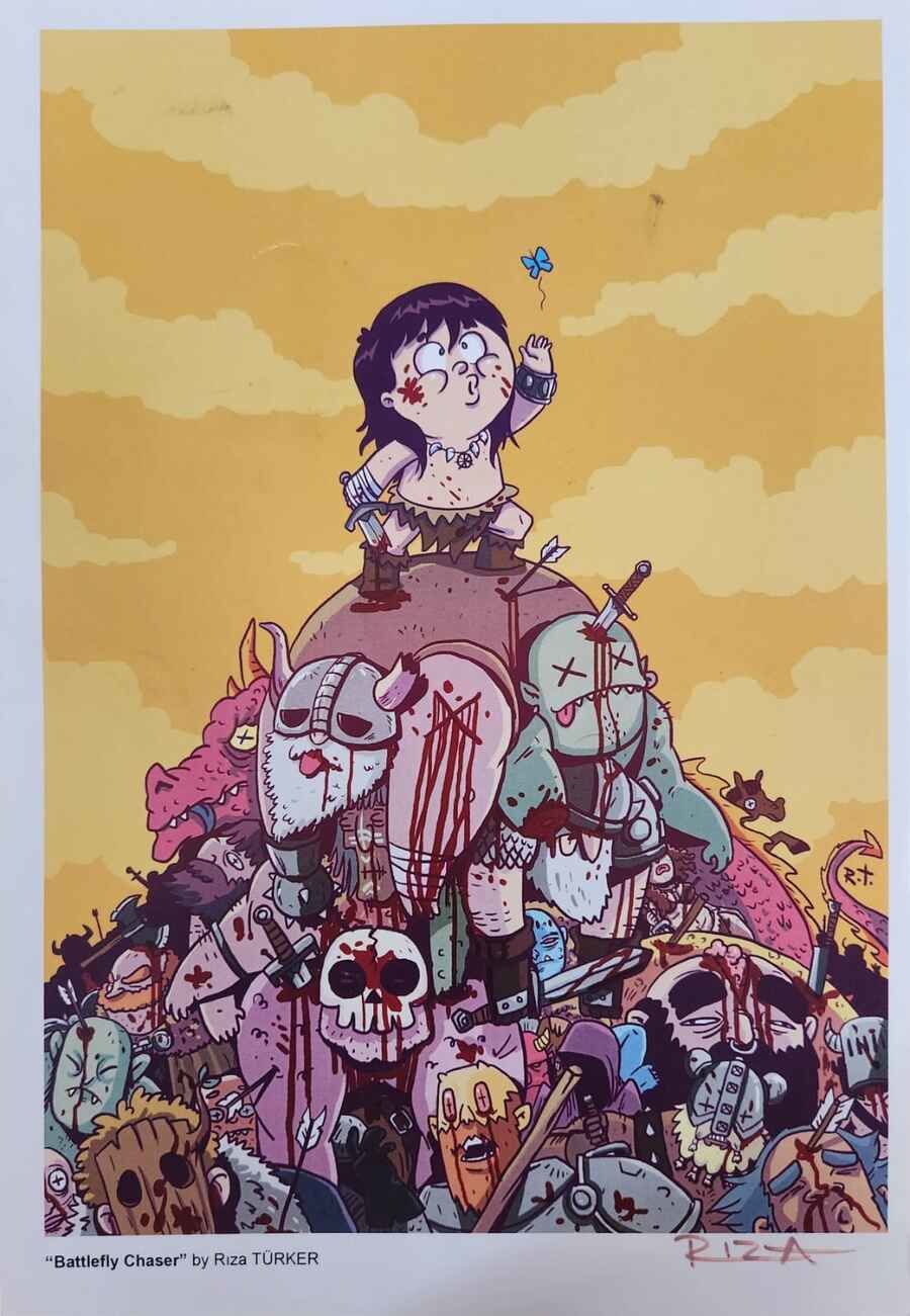 RIZA TÜRKER İMZALI CONAN THE BARBARIAN ''BATTLEFLY CHASER'' ART PRINT