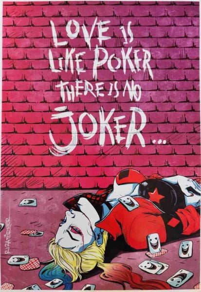 RIZA TÜRKER İMZALI HARLEY QUINN ''LOVE IS LIKE POKER'' ART PRINT