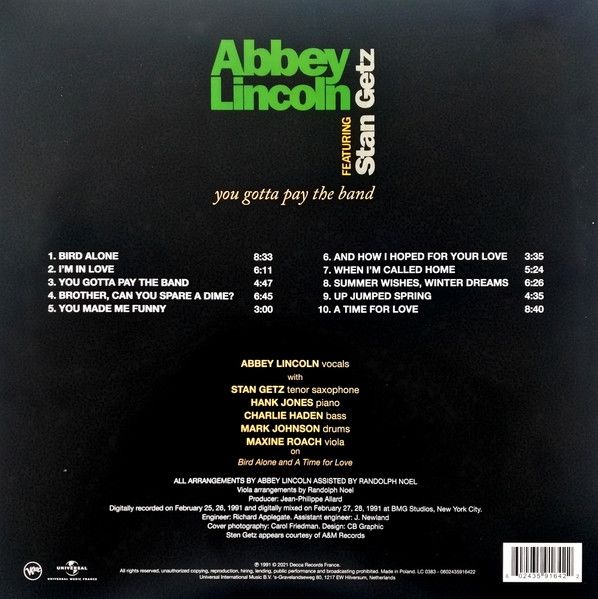 Abbey Lincoln, Featuring Stan Getz - You Gotta Pay The Band