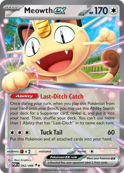 POKÉMON TCG – MEOWTH EX 062/088 PERFECT ORTDER ME03 DOUBLERARE