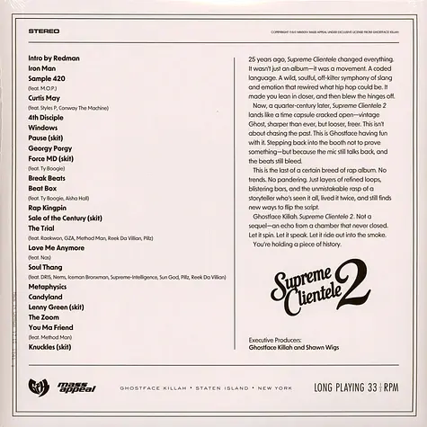 GHOSTFACE KILLAH - SUPREME CLIENTELE 2 EXCLUSIVE BLUE SWIRL VINYL 500 LIMITED ONE OF A KIND