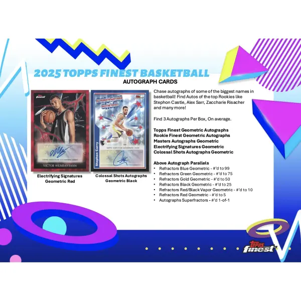 2024-25 TOPPS FINEST BASKETBALL BREAKER'S DELIGHT BOX -  3 AUTOGRAPHS ON AVERAGE