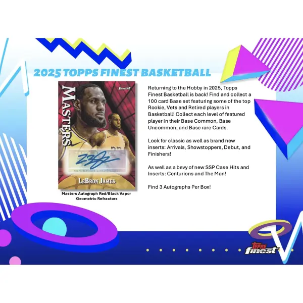 2024-25 TOPPS FINEST BASKETBALL BREAKER'S DELIGHT BOX -  3 AUTOGRAPHS ON AVERAGE