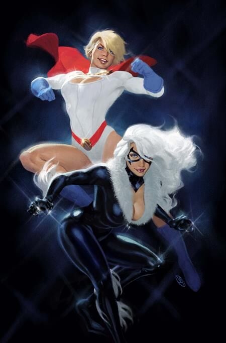 DC MARVEL SUPERMAN SPIDER-MAN #1 (ONE SHOT) CVR V DAVID TALASKI POWER GIRL & BLACK CAT CARD STOCK VAR- PRE-ORDER