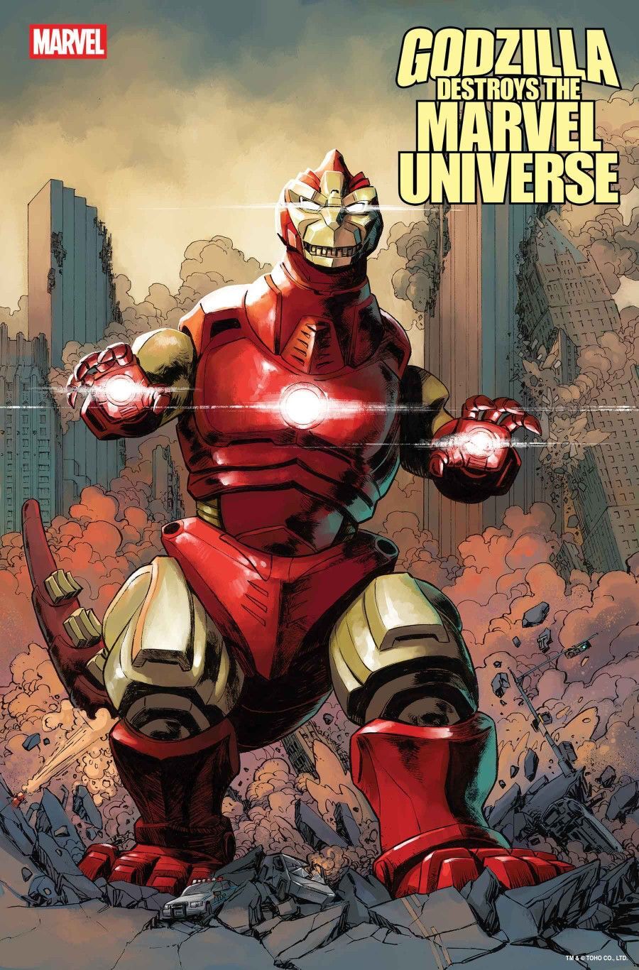 GODZILLA DESTROYS THE MARVEL UNIVERSE #3 DAVE WACHTER MARVELIZED IRON MAN-ZILLA VARIANT
